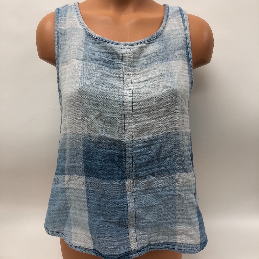 CLOTH & STONE Light Blue Plaid Top NWT